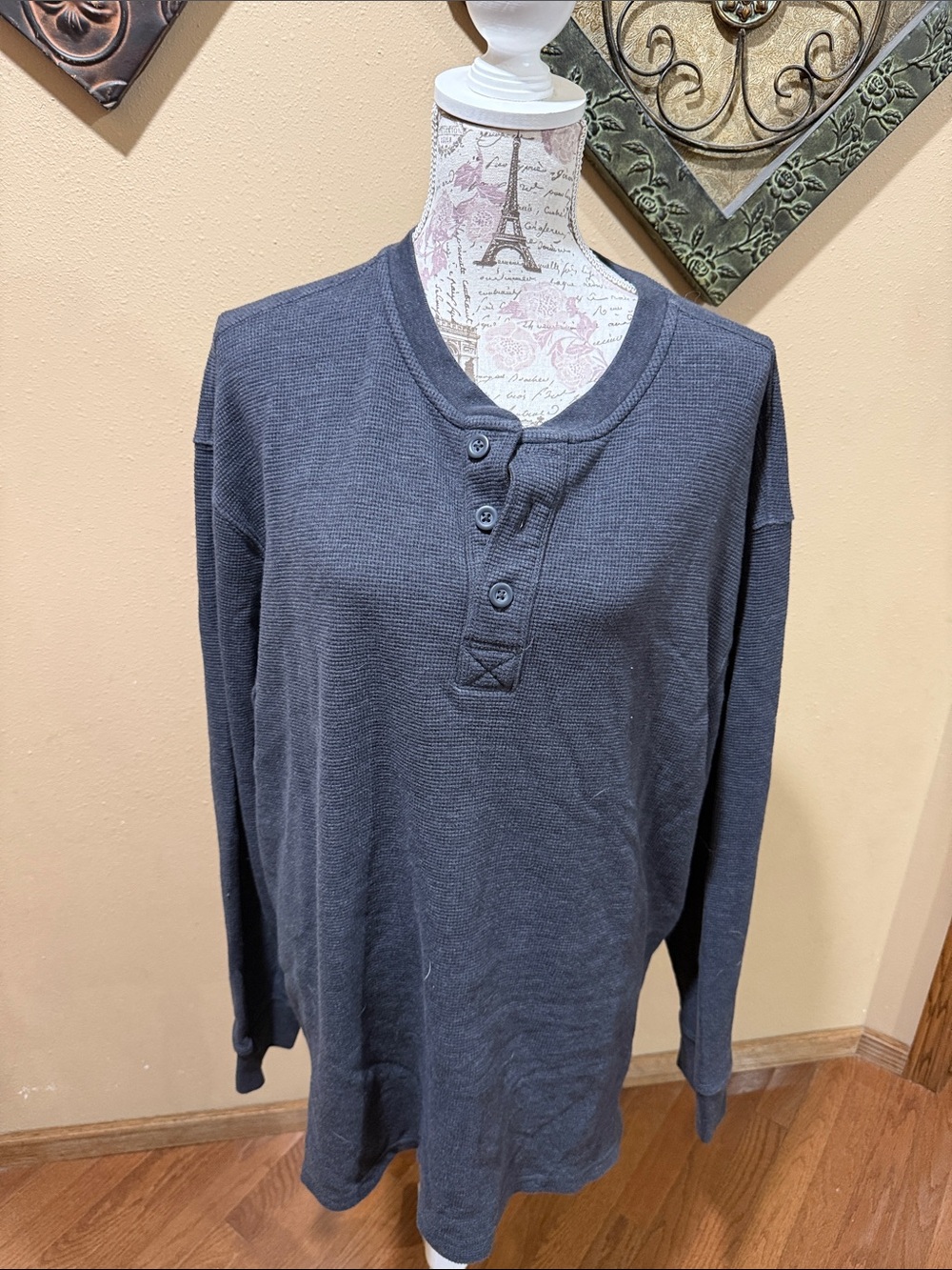 RedHead Men's Long-Sleeve Henley in Charcoal